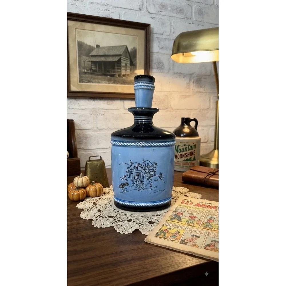 Vintage 1975 Dogpatch USA Li'l Abner Ceramic Decanter Al Capp Blue Comic Art
